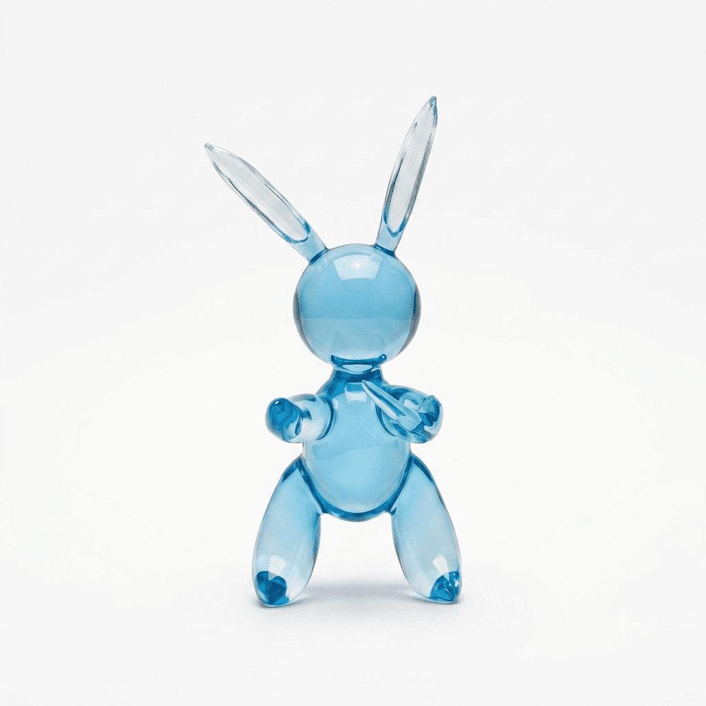 Rabbit Clear Resin Blue Decor