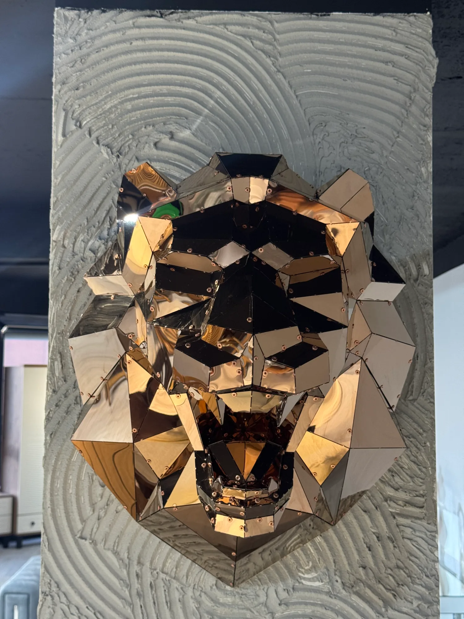 Boğa Kafası Gold Galvaniz Heykel